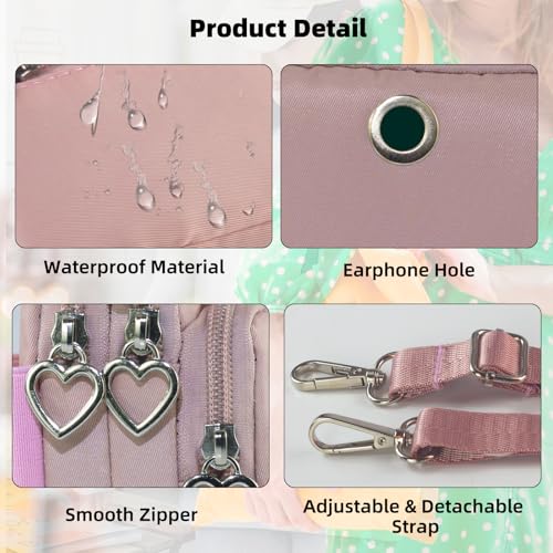 Small Crossbody Bag for Women - Mini Phone Purses with Crossbody Strap and Wallet - Nylon Arm Bag - color: A-pink