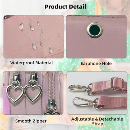 Small Crossbody Bag for Women - Mini Phone Purses with Crossbody Strap and Wallet - Nylon Arm Bag - color: A-pink