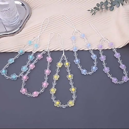 Beaded Phone Charm Lanyard Strap Girly Style Fixed Beads Pearl Lanyards - color: PH-mshd-6
