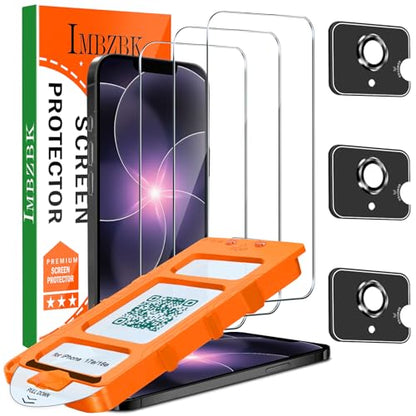 IMBZBK Screen Protector for iPhone 17e / 16e, Tempered Glass, 3+3 Pack - color: 17e,16e-Transparent