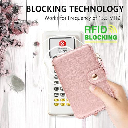 M-Plateau Foldable Phone Wallet，iPhone Card Holder Stick On with Flexible Zipper Coin Purse Multifunctional Kickstand Design, Fits 6.1 and Above Leather or Smooth Surface Phone case | Card Holder for Phone case with Zipper Coin Purse Fits 6.1 and Above Ph