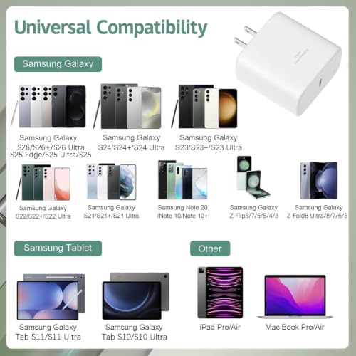 45W Samsung Super Fast Charger,Android Charger Fast Charging Block 45W USB C Type C Wall Charger Power Adapter Wall Plug for Samsung Galaxy S26 Ultra/S26+/S25/S24/S23/S22/Z Fold8 Ultra/Flip8,Tab S11