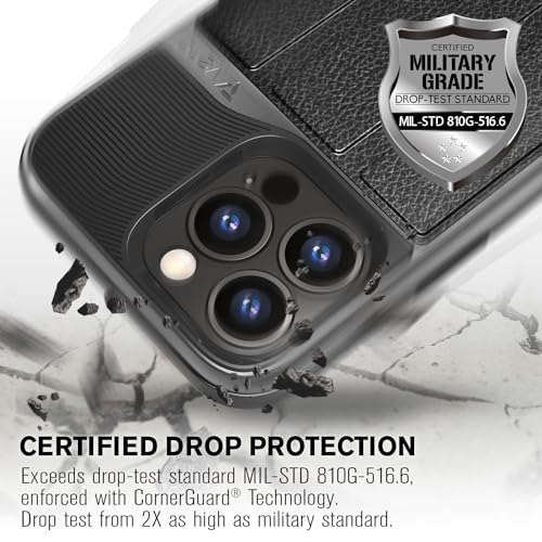 VENA vCommute for iPhone 15 Pro Max Wallet Case, Black | Military-Grade Drop Protection, Premium Leather Magnetic Flap Cover, Hidden Card Holder, RFID Blocking, Multi-Angle Kickstand - color: Classic - Black, size: iPhone 15 Pro Max