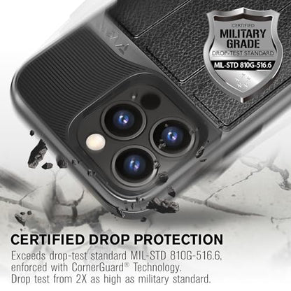 VENA vCommute for iPhone 15 Pro Max Wallet Case, Black | Military-Grade Drop Protection, Premium Leather Magnetic Flap Cover, Hidden Card Holder, RFID Blocking, Multi-Angle Kickstand - color: Classic - Black, size: iPhone 15 Pro Max