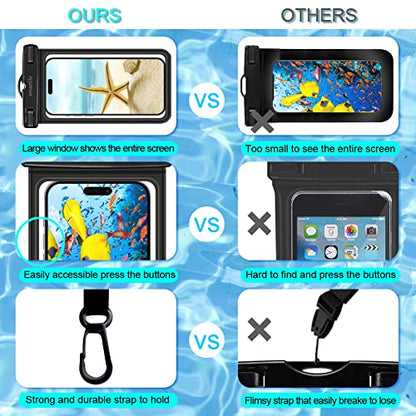 Waterproof Phone Pouch Case - 2 Pack, Cell Phone Dry Bag for iPhone 14 13 12 11 Pro Max XS Plus XR, Galaxy S23 S22 S21, IPX8 Waterproof Phone Holder for Vacation Underwater Beach Necessities