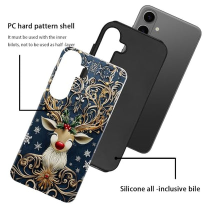 Case for Samsung Galaxy S26,Camera Protection Soft Glossy Phone Case - Christmas Reindeer Golden - color: Christmas Reindeer Golden, size: Samsung Galaxy S26