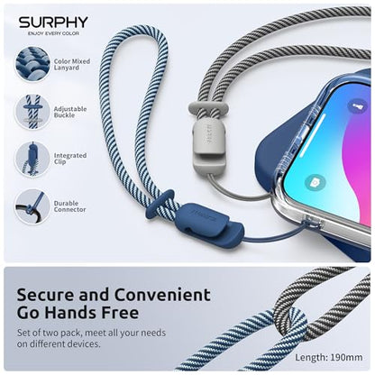 SURPHY 2 Pack Phone Lanyard, Phone Wrist Strap for Case, Camera Wrist Strap - color: Blue Jay & Gray