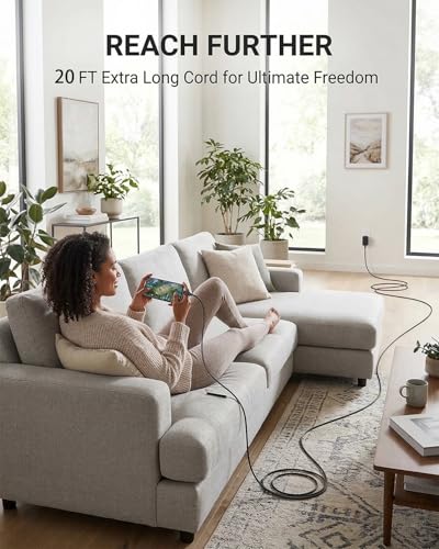 USB C to USB C Cable 20FT - 90 Degree Right Angle , 60W Fast Charging - size: 20FT