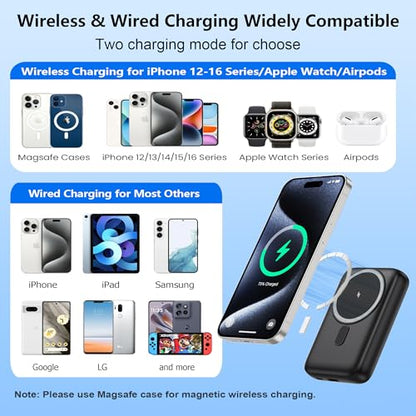 Magnetic Portable Charger for iPhone and Apple Watch, 10800mAh 25W PD Fast Charging USB C Power Bank, 4 Outputs Dual-Side Magnet Travel Essentials Battery Pack for iPhone 18/17/16/15/14/13/12 Series - color: Black