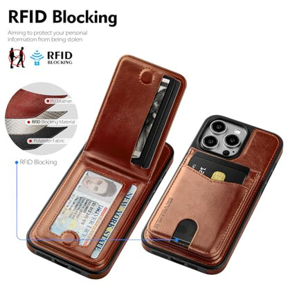 SkyEagle Compatible with MagSafe iPhone 15 Pro Max Wallet Case,Brown | Detachable Magnetic Credit Card Holder,RFID Blocking,PU Leather,Kickstand,Flip Phone Case,Shockproof Cover for Men & Women - color: Brown, size: iPhone 15 Pro Max - 6.7"