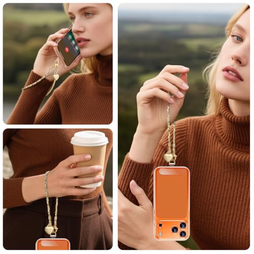 Phone Wrist Strap Metal Phone Chain Wristlet, Gold Phone Strap - color: Gold, size: Short