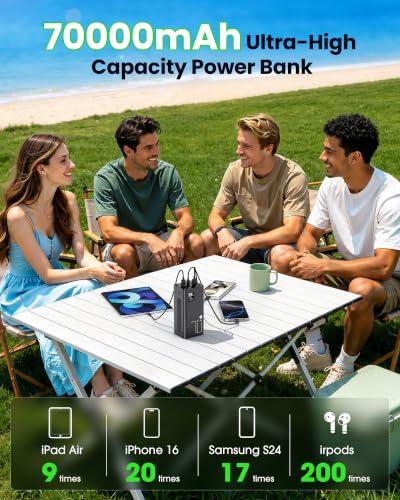 70000mAh Power Bank, 30W QC 3.0 Fast Charging Portable Charger - size: 70000mAh