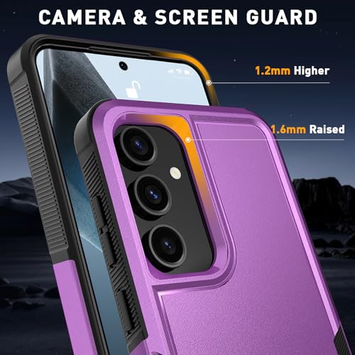 Vinve for Samsung Galaxy S24 FE Case with HD Screen Protector, Military-Grade Shockproof & Dual-Layer Protection, Anti-Slip Grip Design Phone Case, Purple - color: Purple