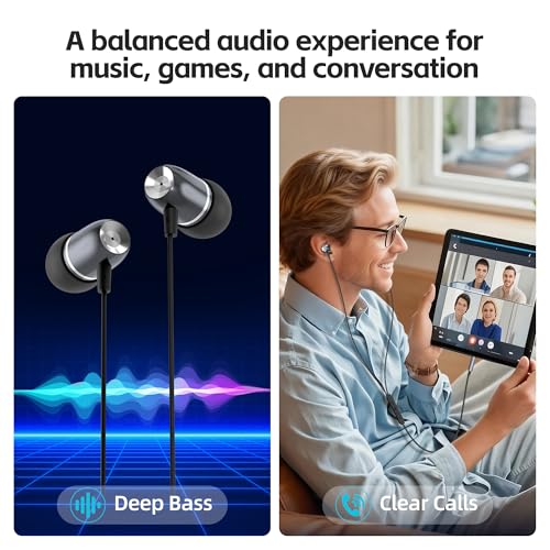 MORMOQUE EP05 Wired Earbuds 5 Pack,3.5 mm Jack Noise Isolating Earphones,in-Ear Headphones with Microphone,HD Bass Audio Ear Buds,for Small Ears canals Women,Teens Boys Girls and Adult (Black) - size: 5 Pack