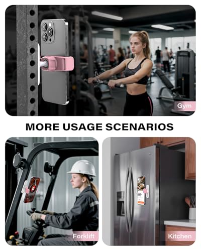 APPS2Car Gym Magnetic Phone Holder, 360 Adjustable, Compatible with 4.7-6.5" Smartphones, Alloy Base and Joint, Gym Accessories for Women, Pink - size: Pink - 1 Pack