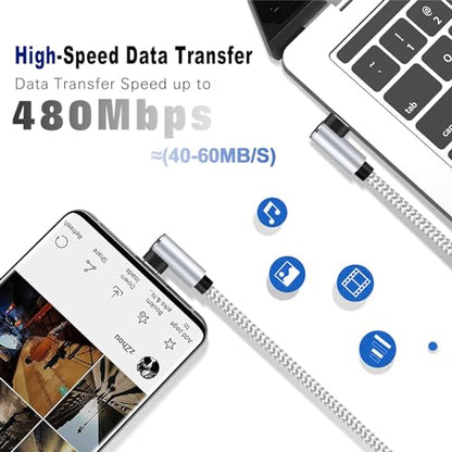 90 Degree iphone Charger MFi-Certified, USB-C to Lightning Cable 10ft 2Pack - size: 10FT