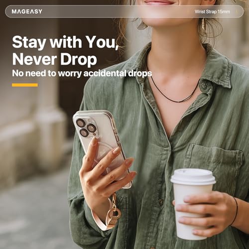 MAGEASY Universal Phone Wrist Strap with Built-in Keychain & Phone Tether Tab - color: Metallic Gray