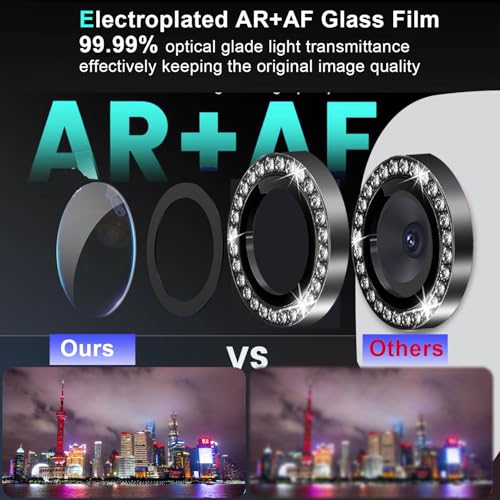 Zeking (2 Set Bling Camera Lens Protector Compatible with iPad Air 11 (2026) 5G, Glitter Bling Sparkly 9H Tempered Glass Protector Metal Individual Ring (Bling-Black) - color: BlingBlack