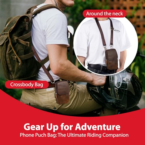 Genuine Leather Phone Holster for Belt Men, Belt Clip Wallet Case Fit for iPhone 17/16/15/14 Pro Max Samsung Galaxy S25 Edge S24 Ultra Travel Cell Phone Pouch Crossbody Purse Belt Bag (Coffee) - color: Coffee