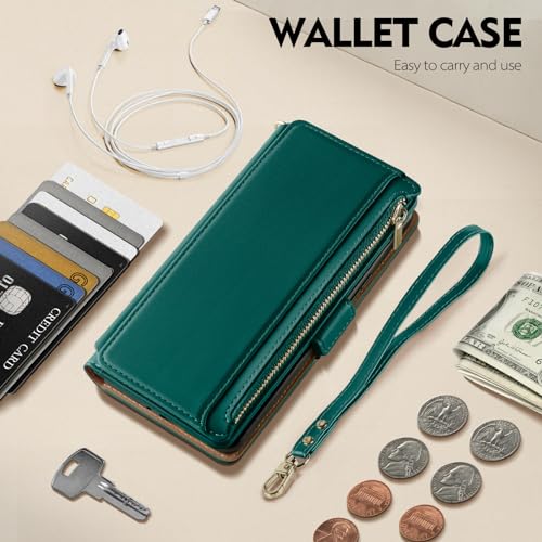 Antsturdy for iPhone 17 Pro Max Phone Wallet Case Women,Indigo Blue | RFID Blocking,with Credit Card Holder Slots,PU Leather Purse,Zipper Pocket,Wrist Strap Kickstand,Flip Folio Cover for Men - color: Indigo Blue