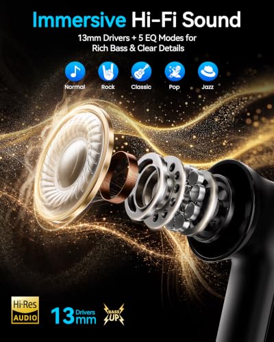 Wireless Earbuds with Smart Touchscreen Case, Bluetooth 6.0 Ear Buds with AI Noise Cancelling Calls, 40H Playtime Stereo Headphones, IPX7 Waterproof Earbuds for Workout, Travel, iPhone, Android, Black - color: Black