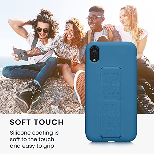 kwmobile Case for Apple iPhone XR Case - Soft TPU Cover with Silicone Coating - with Hand Strap and Stand Function - Shockproof - Caribbean Blue - color: caribbean blue