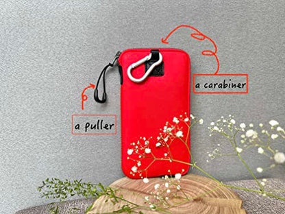 OneJoy Neoprene Cell Phone Pouch, Large Zipper Opening, Lightweight & Protective Phone Sleeves for iPhone Durable Phone Carrier Bag, Thermal Carrying Phone Pouch with Inner Pocket [ Red ] - color: Red
