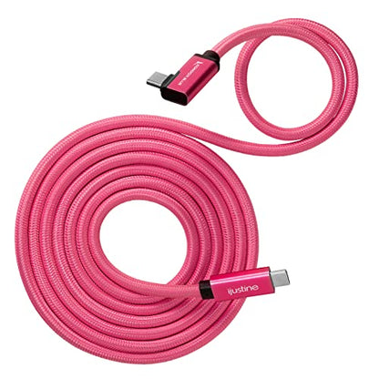 KONDOR BLUE x iJustine | 6' FT USB-C to USB-C Right Angle | USB 3.1 Gen 2, 10Gb/s Data Transfer Speeds, 100W Charging, & 4K Display Support | Pink - size: 6 Foot