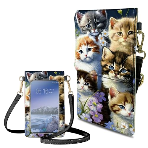 Small Crossbody Bags with Adjustable Shoulder Strap - color: Cats Family