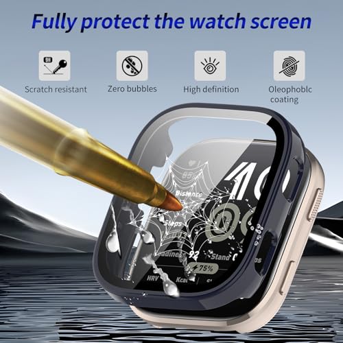 2 Pack for Amazfit Bip 6 Screen Protector Case - color: Navy Blue+Navy Blue
