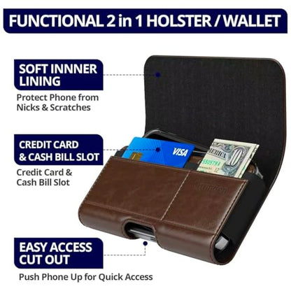Magnetic Closure Holster for Motorola Edge, Motorola Moto G Power/G Play/Moto G/G36 G06 G57 Pure G05 G15 G100 (2026 2025 2024) - Leather Belt Case Premium Pouch (Fits Slim/Regular Case) (Coffee Brown) - color: Coffee Brown