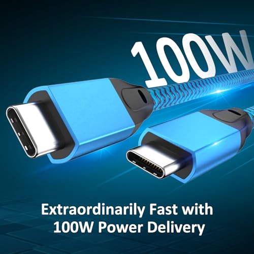 USB C to USB C Cable 100W 3.3FT 2Pack, 4K Video USB C 3.2 Gen 2 Data Cable - color: Blue, size: 3.3FT(2PACK)