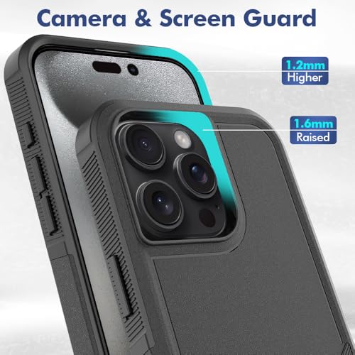 Heavy‑Duty Rugged Anti‑Drop Shockproof Protective Phone Case for iPhone 16 Pro Max, Durable Protective Shell, Black - color: Black, size: iPhone 16 Pro Max