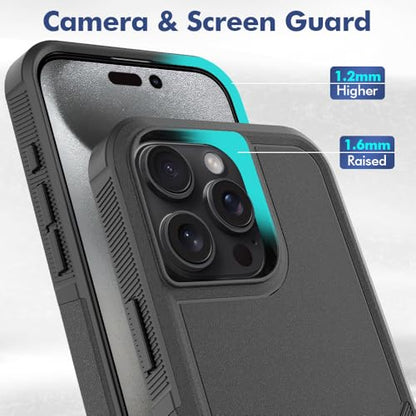 Heavy‑Duty Rugged Anti‑Drop Shockproof Protective Phone Case for iPhone 16 Pro Max, Durable Protective Shell, Black - color: Black, size: iPhone 16 Pro Max