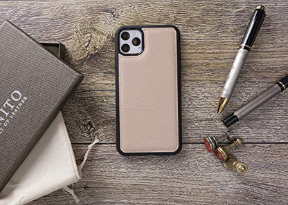 Venito Lucca Leather Case Compatible with iPhone 11 Pro Max (6,5inch) – Extra Secure with Padded Back Cover - Nude Pink - color: Nude Pink, size: iPhone 11 Pro Max
