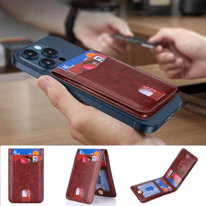 Cavor Compatible with Magsafe Wallet, Magnetic Wallet for iPhone,Dark Brown - color: C-Dark Brown