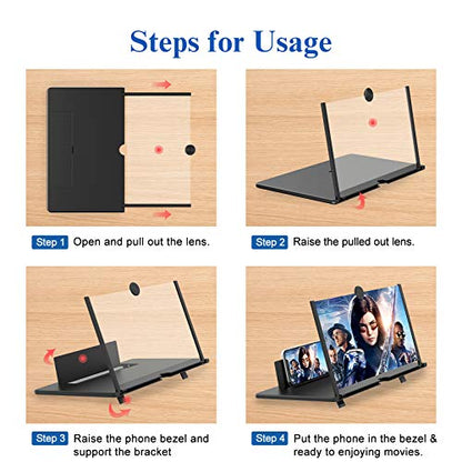 14 inch 3D HD Magnifying Screen Magnifier for Cell Phone - color: Black-14''