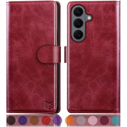 SUANPOT Compatible with Samsung Galaxy S26 Wallet case with RFID Blocking Credit Card Holder,Flip Book PU Leather Protective Cover Women Men for Samsung S26 Phone case Red - color: Red, size: Samsung Galaxy S26