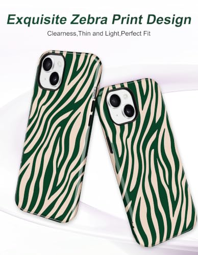 Jusy Magnetic Zebra Phone Case for iPhone 17 Pro Max,Green | Compatible with MagSafe, Cute Aesthetic Zebra Design, TPU and PC Protective Shockproof Cover - color: Green