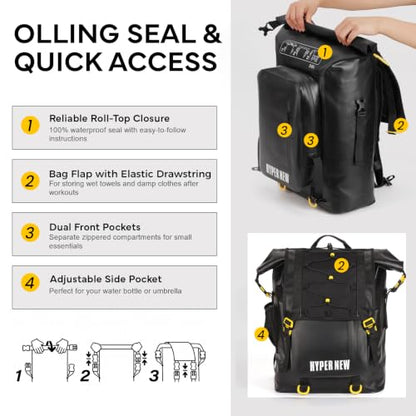 30L Waterproof Dry Bag Backpack, Dry bags waterproof for Men Women, Outdoor Lovers for Kayaking, Boating, Hiking, Camping, Rafting, Fishing & Travel Adventures - color: Black