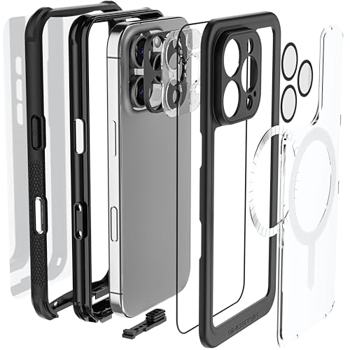Ghostek Nautical Waterproof Apple iPhone 16 Pro Case with Holster Belt Clip - Screen and Camera Protector, MagSafe Compatible, Rugged Heavy Duty Cover (6.3 Inch, Clear) - color: Clear, size: iPhone 16 Pro