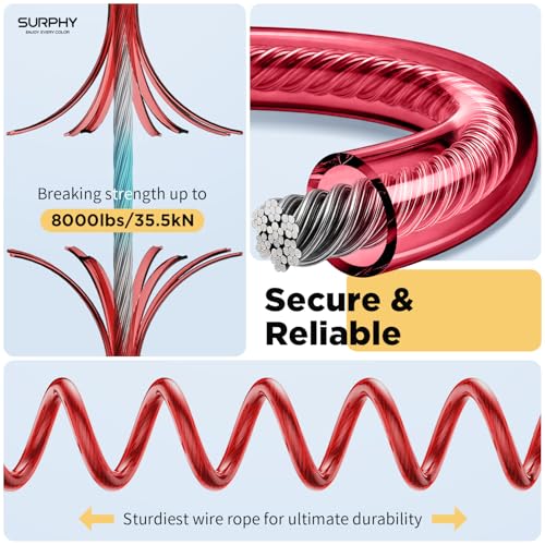 SURPHY Anti Theft Phone Strap, Phone Lanyard, Sturdy Steel Wire Keychain - color: P1- Red