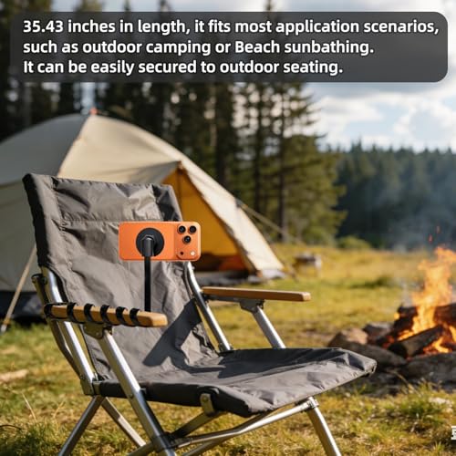 Magnetic Flexible Gooseneck Phone Holder, 35-Inch Portable Long Arm Phone Mount, Compatible with MagSafe, for Gym Treadmill, Spin Bike, Stroller, Shopping Cart, Wheelchair, Desk & Chair and More