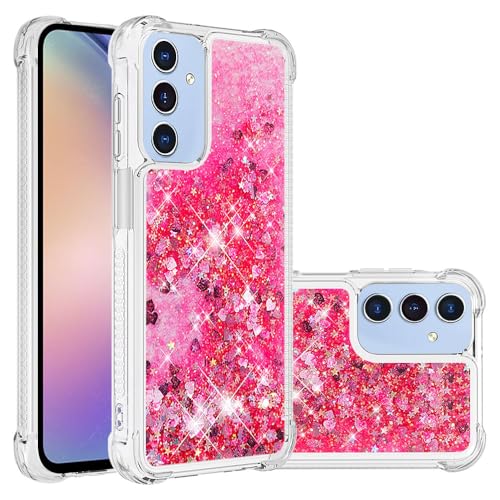 for Samsung Galaxy A17 5G Case Glitter Cute Liquid Love Pink YB | Phone Case for Girls Women,Bling Sparkly,Floating Quicksand,Soft TPU Clear,Shockproof Protective,Bumper Durable - color: Pink, size: Samsung Galaxy A17 5G