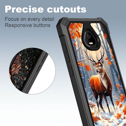 for Schok Volt Sv67q Sv67332 Case with Screen Protector, Military Grade Drop Protection, Dual Layer Hybrid Shockproof Protection TPU Phone Case for Schok Volt Sv67q, Majestic Deer - color: Majestic Deer