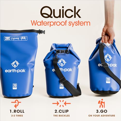 Earth Pak Waterproof Dry Bag - Roll Top Waterproof Backpack Sack Keeps Gear Dry for Kayak with Waterproof Phone Case - color: Blue, size: 5L