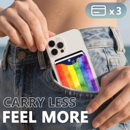 Pride Stripe Magnetic Wallet for Magsafe Compatible with iPhone 17/16/15/14/13/12 Series Pro Max Plus Air (Phone Magnet Card Holder Fit 3 Cards for Women Girl Lether Mag Safe Wallets Rainbow) - color: Stripes (Rainbow)