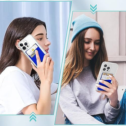 SHANSHUI Phone Card Holder, Phone Wallet Stick on Business Card Holder Pocket Compatible for iPhone 11 Pro and Most Smartphones - 5PCS - color: Dark-Blue+Black+White+Grey+Pink