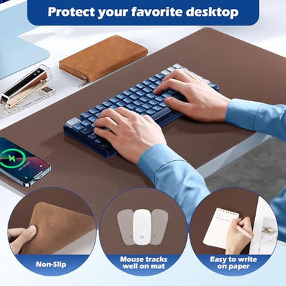 Wireless Charging Desk Mat, Mouse Pad, Brown-L, 32 * 16inch - color: Brown-l, size: 32" x 16"