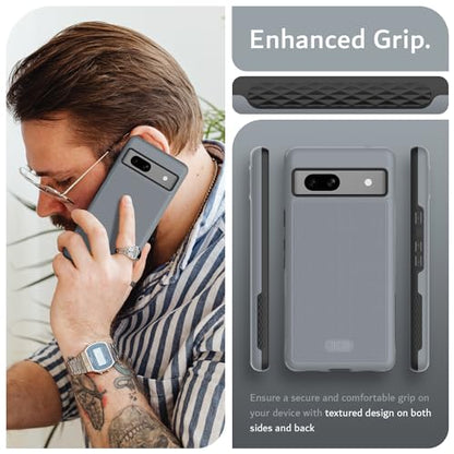TUDIA MergeGrip [Dual Layer] Google Pixel 7a Case (2023), [Military Grade Drop Tested] Raised Edge for Screen&Camera Protection Slim Tough Heavy Duty 7A Phone Cases Cover - Gray - color: Gray, size: Standard Pixel 7a